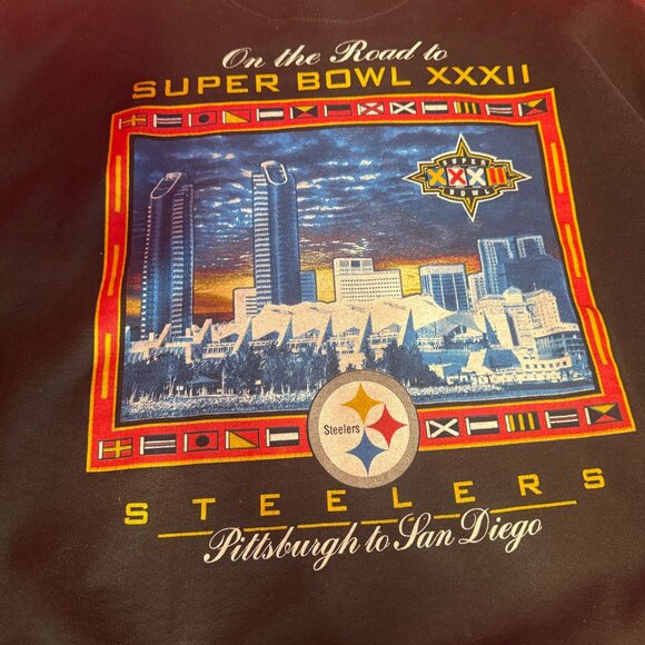 Vintage Sports Fan Gift Set – 1990s Steelers Super Bowl XXXII Sweatshirt + Pins - Picture 9 of 12